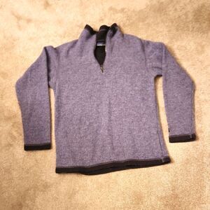 Patagonia Women's Better Sweater Blue Quarter Zip Pullover Wool Blend Size M